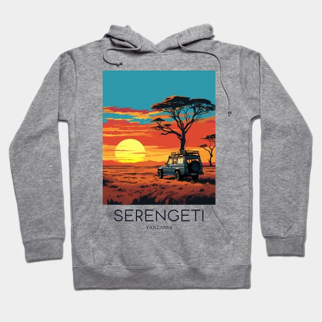 A Pop Art Travel Print of the Serengeti National Park - Tanzania Hoodie by Studio Red Koala